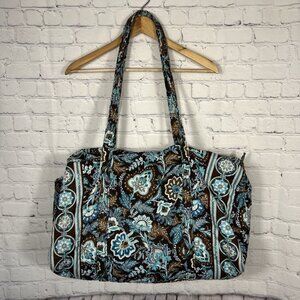Vera Bradley Duffle  Carry On Tote Gym Bag Java Blue Dbl Handle RETIRED